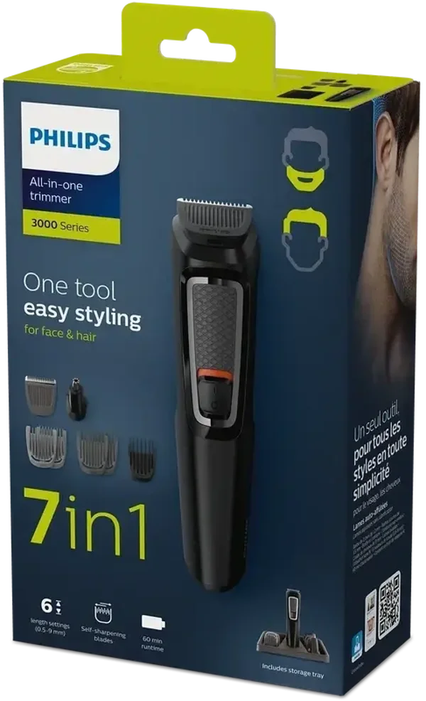 Philips Multigroom series 3000 7 in 1, Barba e capelli rasoio MG3721/14 Rifinitore all-in-one