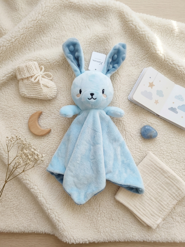 Doudou lapin bleu