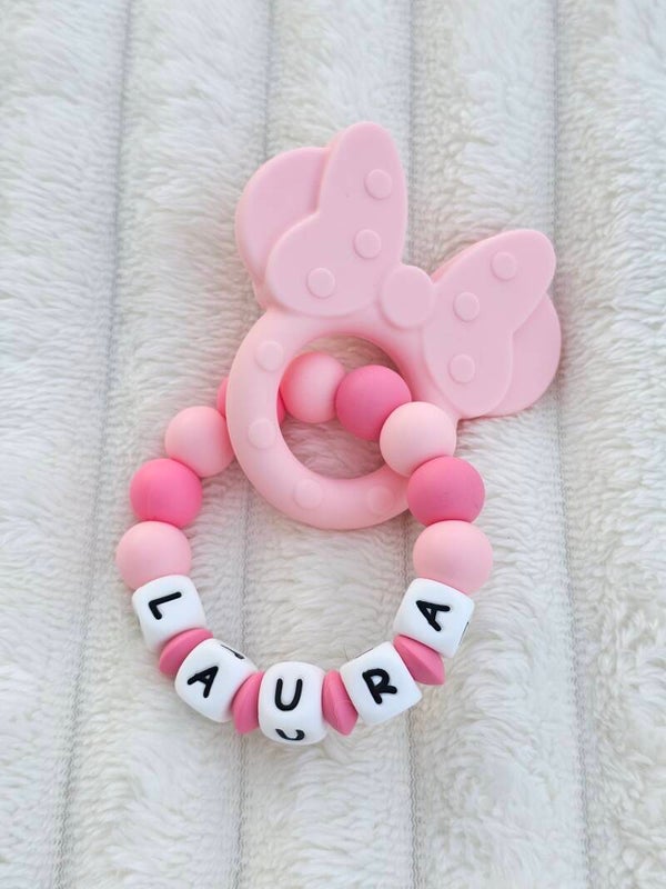 Anneau de dentition Minnie rose