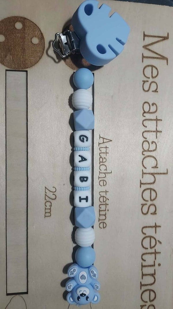 Attache tetine ourson bleu