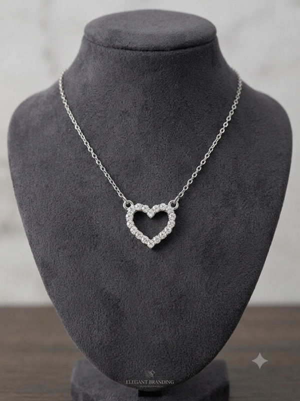 Cz diam heart necklace