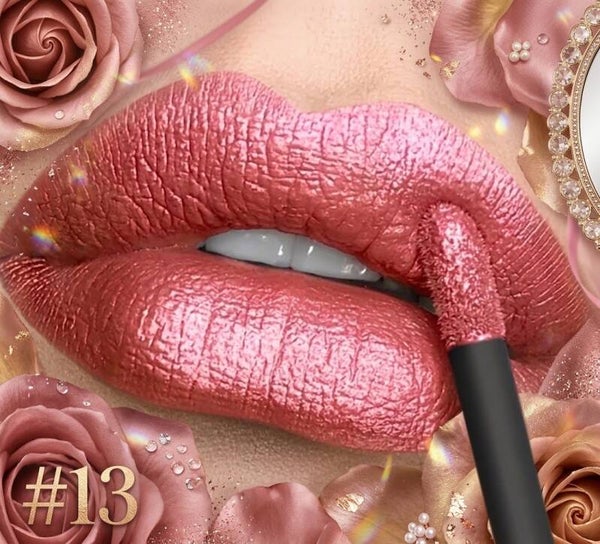 Shimmering Metallic Rose Gold Liquid Lip Gloss / Liquid Lipstick (#13)