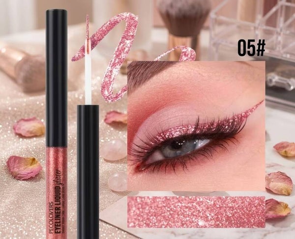 PECOLOVERS Liquid Glitter Eyeliner – Shade 05 Pink Sparkle, Long-Lasting & Smudge-Proof