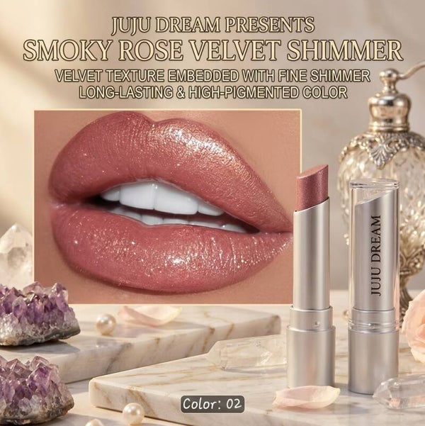 JUJU DREAM Smoky Rose Velvet Shimmer Lipstick - Color 02