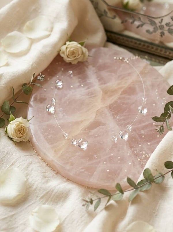 Invisible Line Floating Crystal Dewdrop Choker Necklace