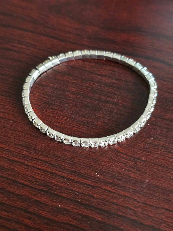 Single row cz diamond stretchy bracelet