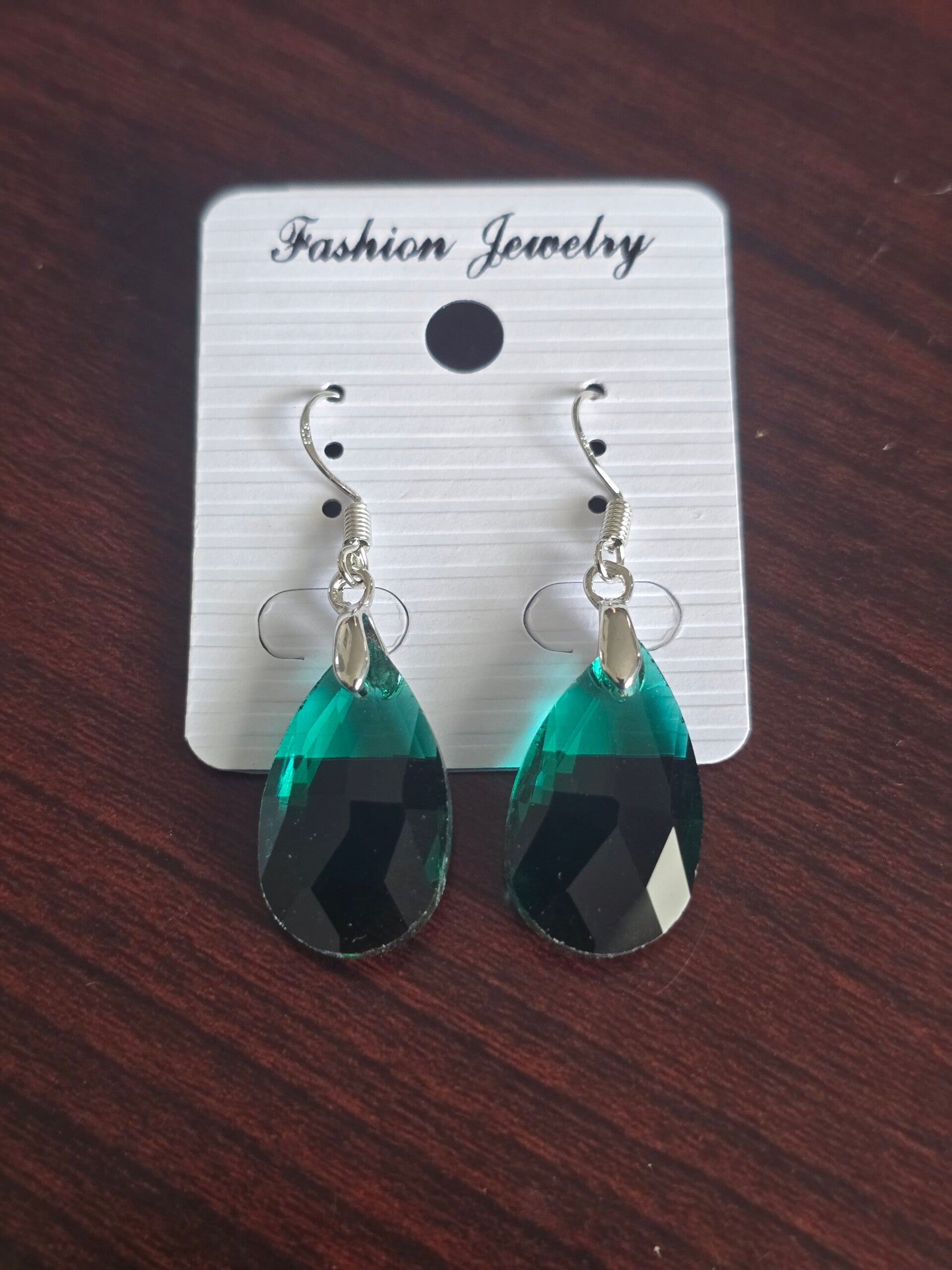 Green drop earrings