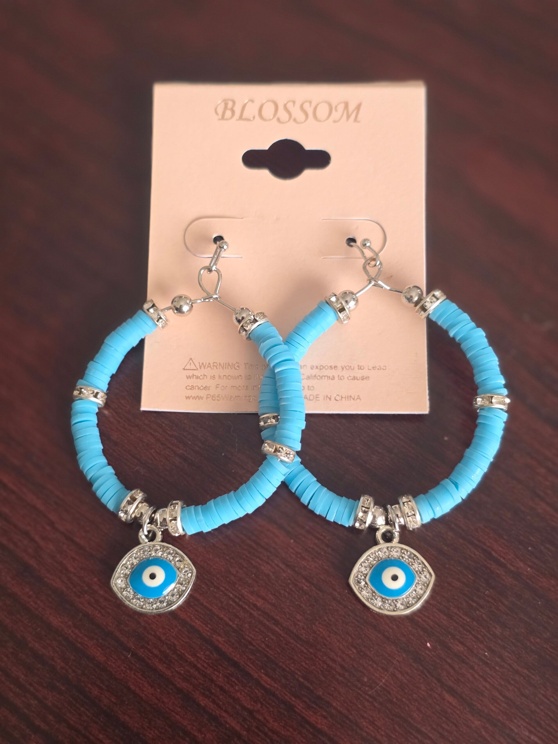 Blue evil eye earrings