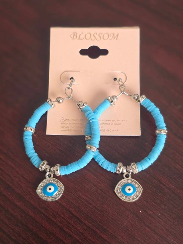 Blue evil eye earrings