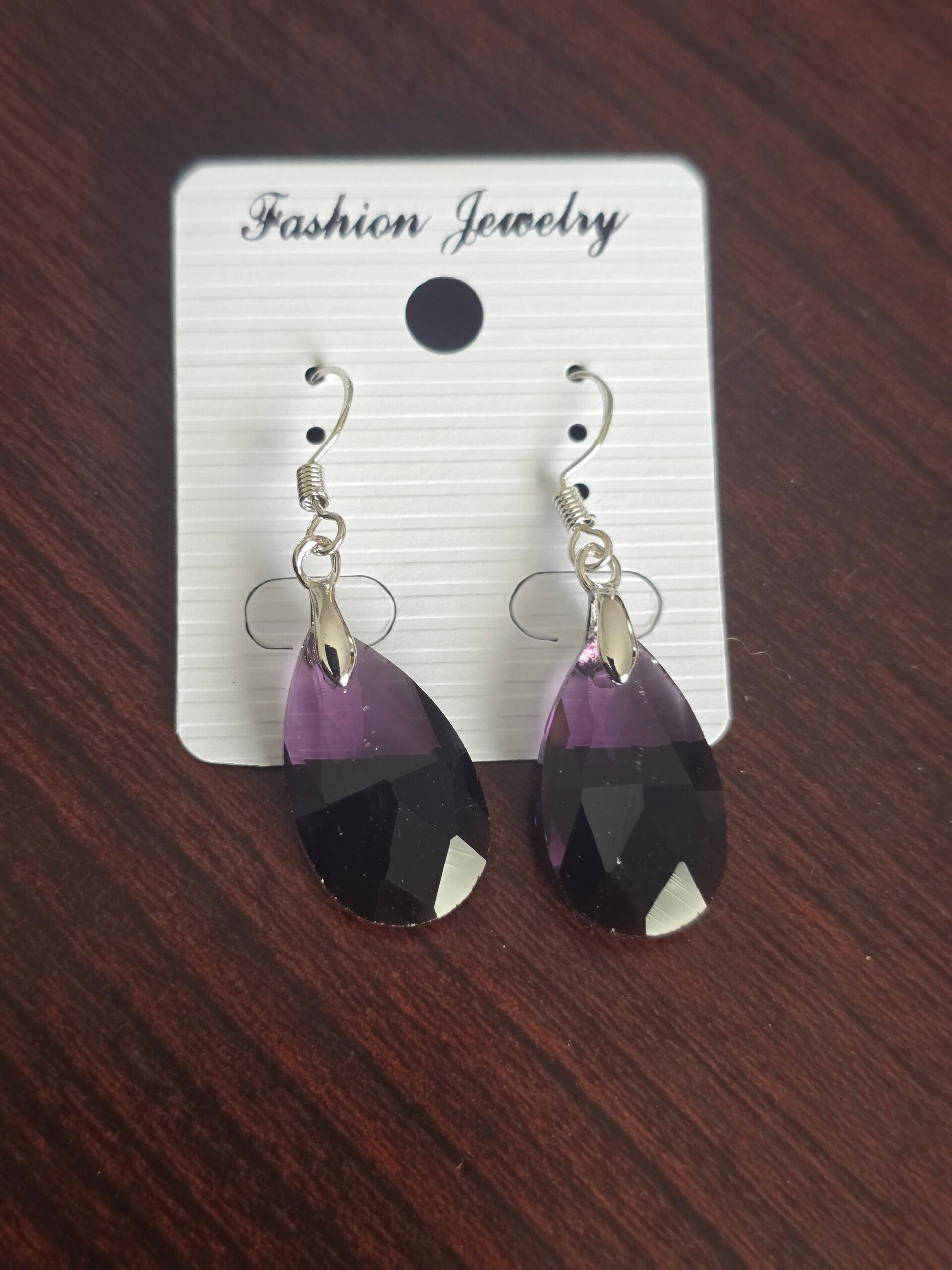 Purple drop earrings