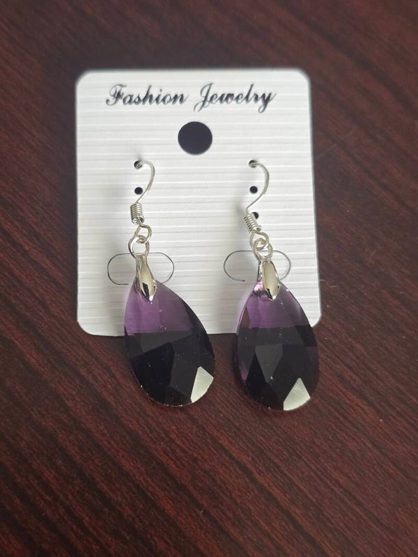 Purple drop earrings