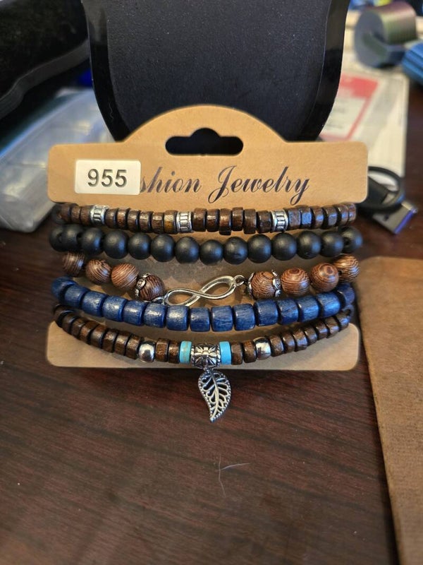 5 piece boho bracelets with charms