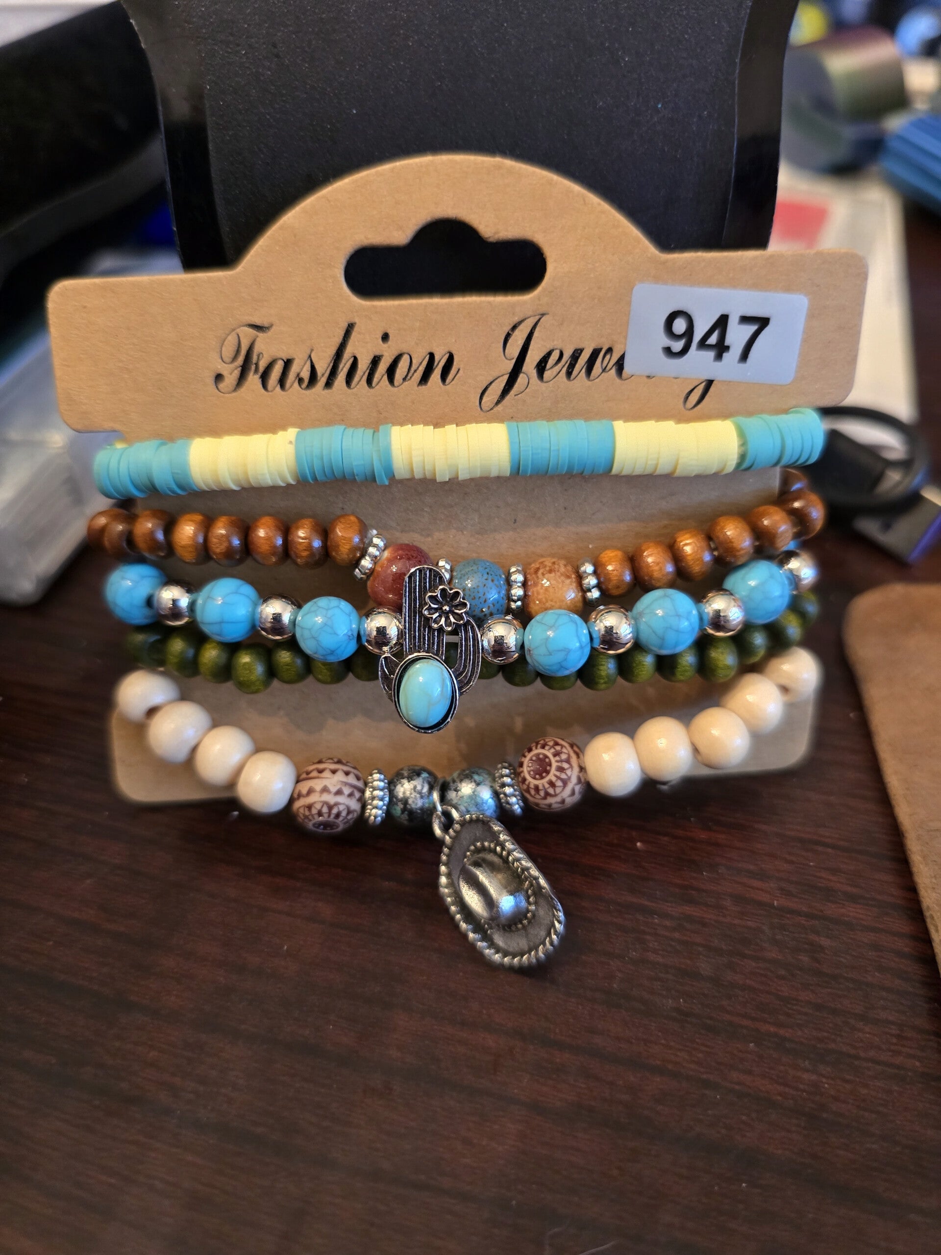 5 piece boho bracelets with charms