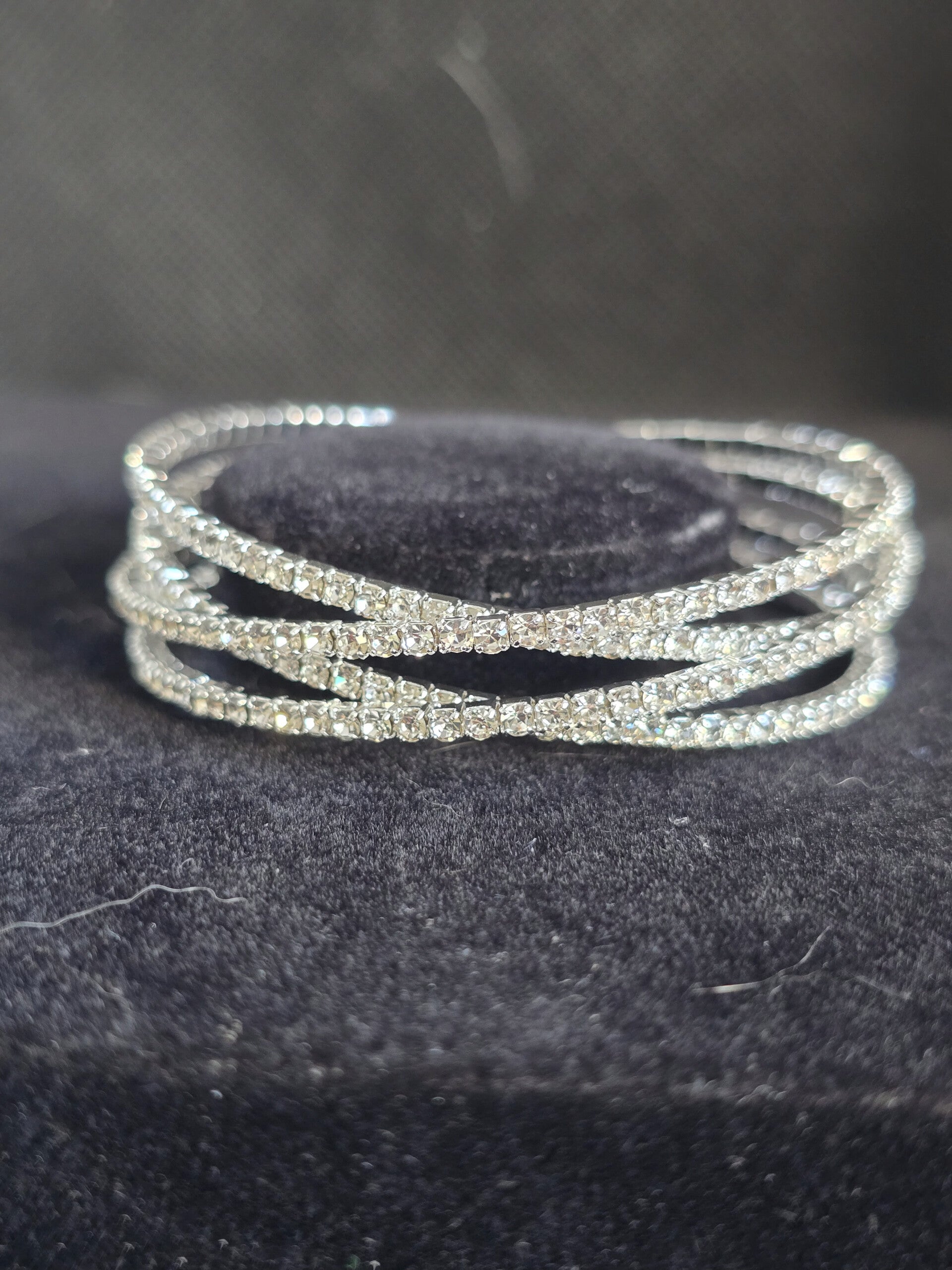 Criss cross cz diamond cuff bracelet