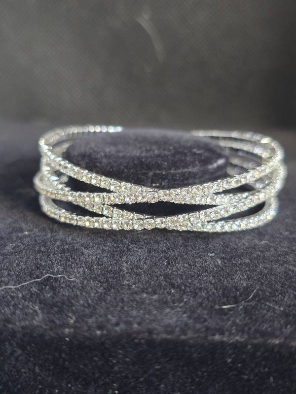 Criss cross cz diamond cuff bracelet