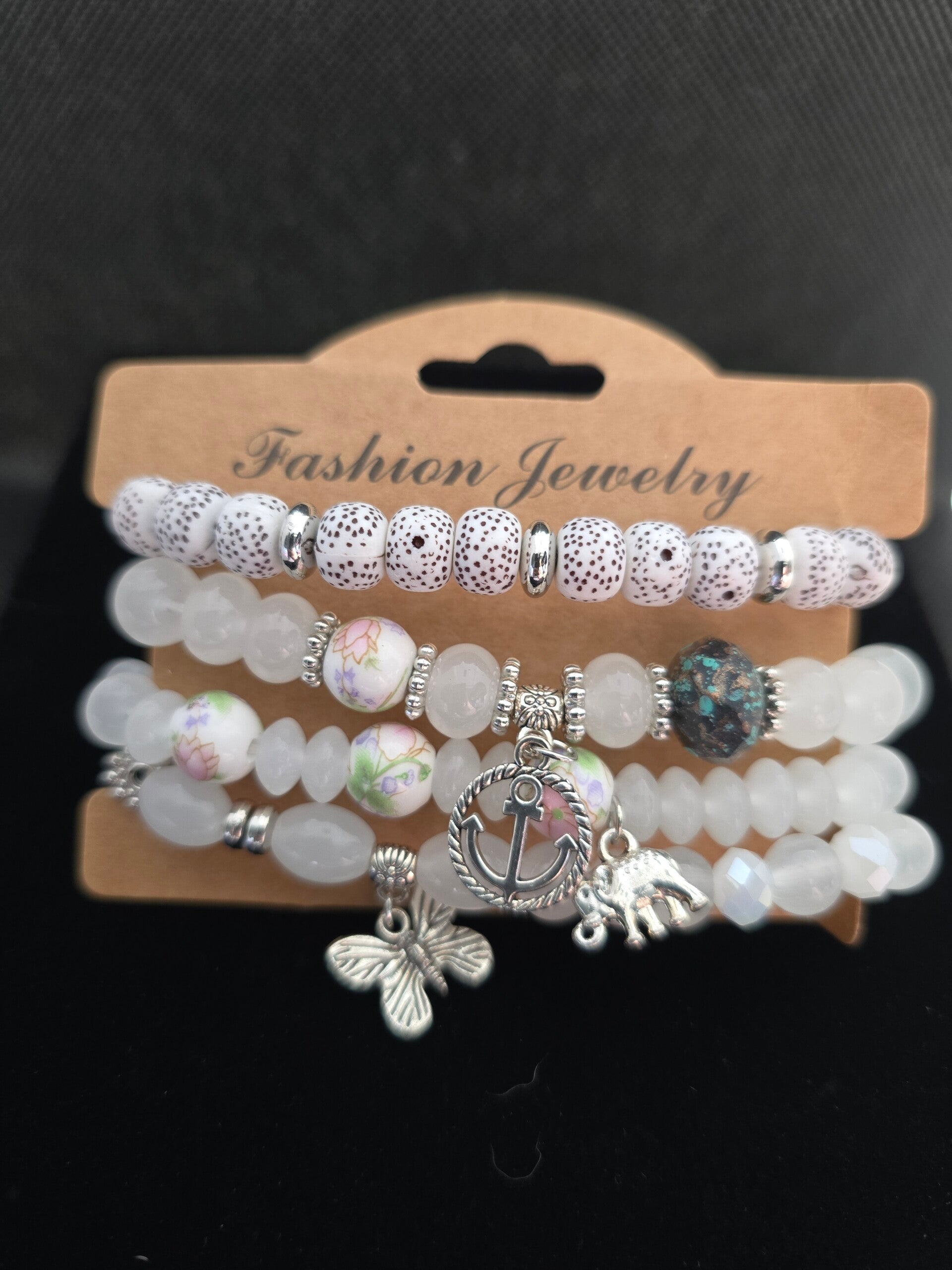 5 piece boho bracelets with charms