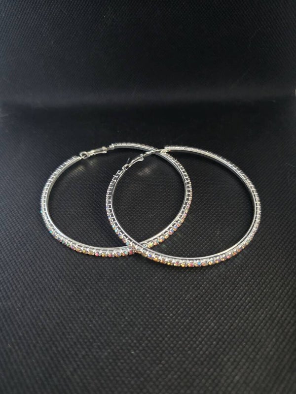 Iridescent large hoop earrings