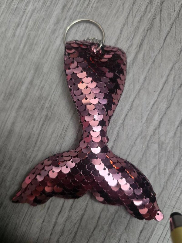 ​💖 Rose Gold Pink Sequin Mermaid Tail Keychain & Bag Charm 💖