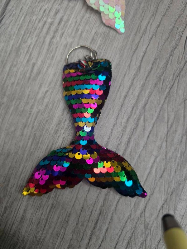 ​🌈 Rainbow Sequin Mermaid Tail Keychain & Bag Charm 🌈