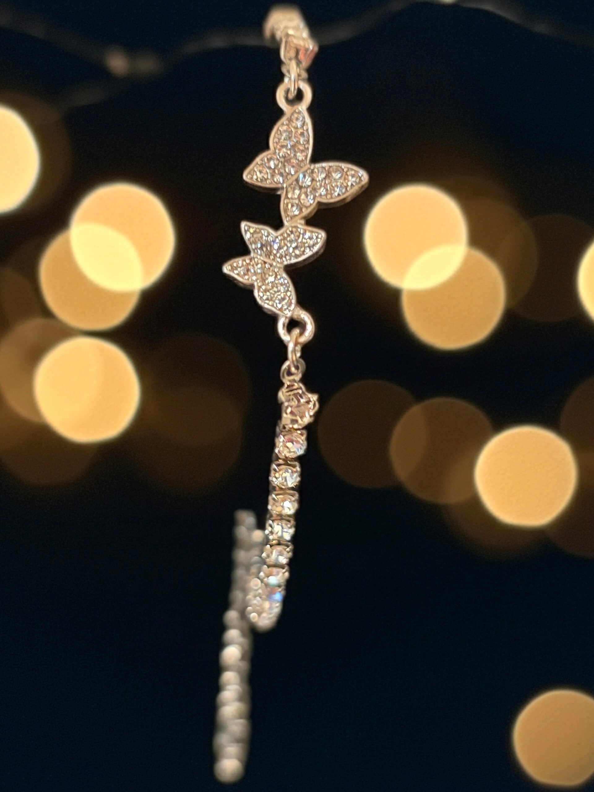 Crystal Butterfly Dangle Tennis Bracelet