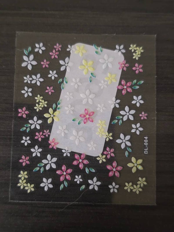 10-Sheet Spring Floral & Dragonfly 5D Embossed Nail Art Decal Bundle - Cherry Blossoms, Daisies, Roses & Floral Sprigs