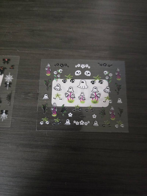5-Sheet Halloween Nail Art Decal Set - Spooky Ghosts, Gothic Webs, Zombies & Sugar Skulls (A-Series)