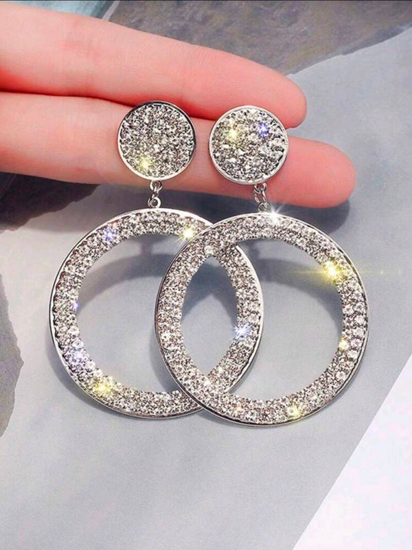 Cz diamond round earrings