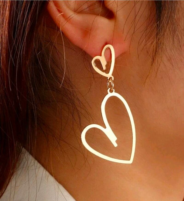 Double heart gold earrings