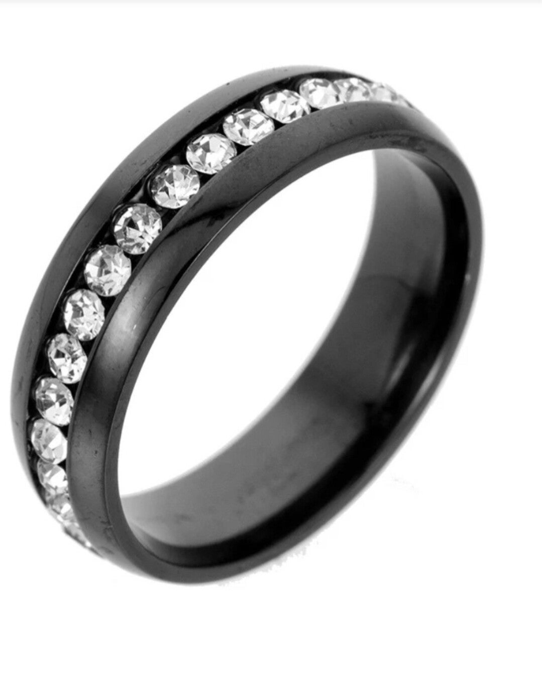 Size 11 Stainless Steel single row cz diamond comfort fit band