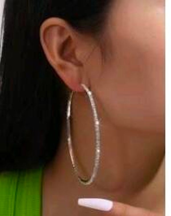 Large silver cz diamond hoops