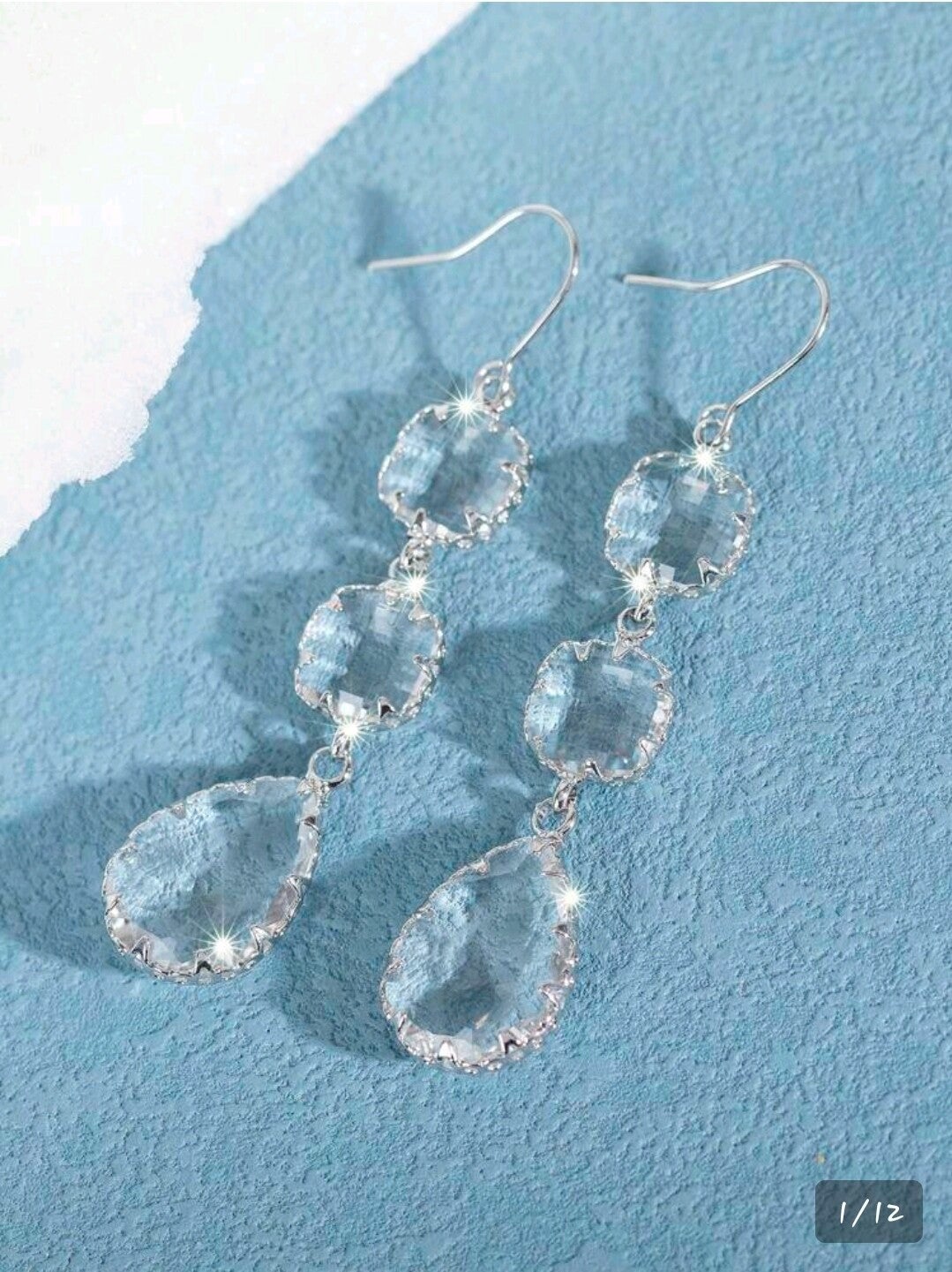 ​"Ice-Capped Elegance Teardrop Dangles"