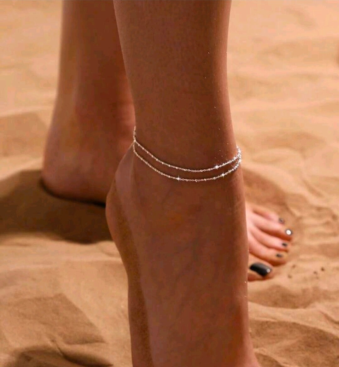 2 piece cz diamond anklet