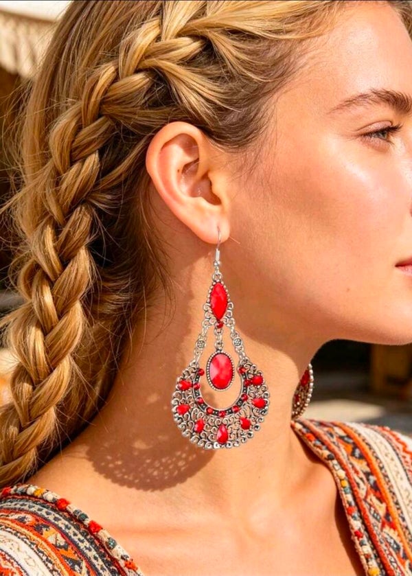 Red drop earrings