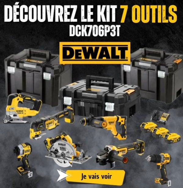 Kit 7 outils XR 18V - DEWALT - avec 3 batteries 18V 5,0 Ah - chargeur - 3 T-Stack - DCK706P3T-QW