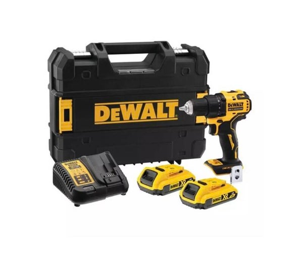 Perceuse visseuse compacte 18V XR - DEWALT - avec 2 batteries 18V 2.0 Ah - chargeur - coffret - DCD708D2T-QW