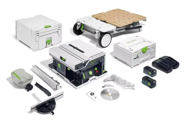 Scie circulaire sur table sans fil CSC SYS 50 EBI-SET - FESTOOL - Avec 2 batteries 18V 5Ah - chargeur double - chariot - systainer - accessoires - 577379