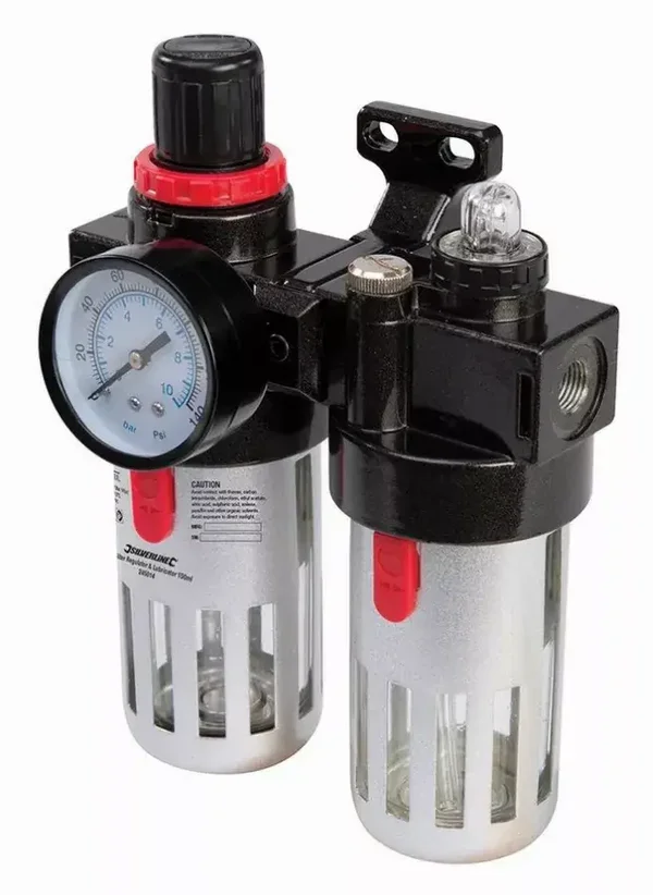 Filtre régulateur lubrificateur SILVERLINE pour air comprimé - 150 ml - 245014