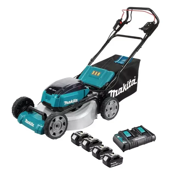 Tondeuse auto-tractée 36V 36V (2X18V LXT) - MAKITA - avec 4 batteries 18V 5.0Ah - DLM532PT4