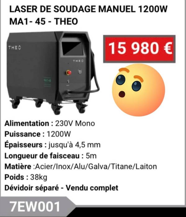 LASER DE SOUDAGE MANUEL 1200W MA1 - 45 - THEO THEC 15