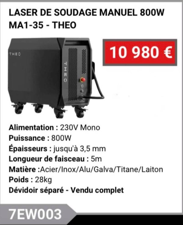 LASER DE SOUDAGE MANUEL 800W MA1-35 - THEO