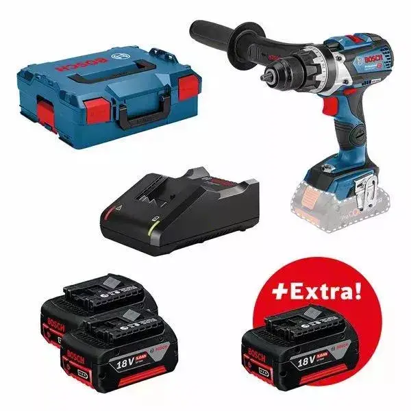 Perceuse visseuse GSR 18V-110 C - BOSCH - avec 3 batteries 18V 5.0Ah + chargeur + L-Boxx - 0615990L8F