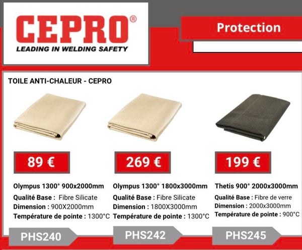 TOILE ANTI-CHALEUR - CEPRO   SOUDAGE