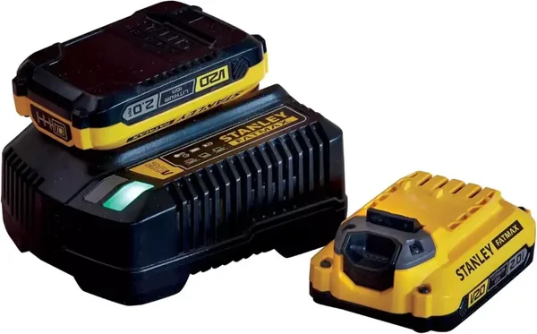 Starter kit chargeur 2A + 2 batteries 18V 2,0 Ah de la gamme FATMAX V20 - DEWALT - SFMCB12D2