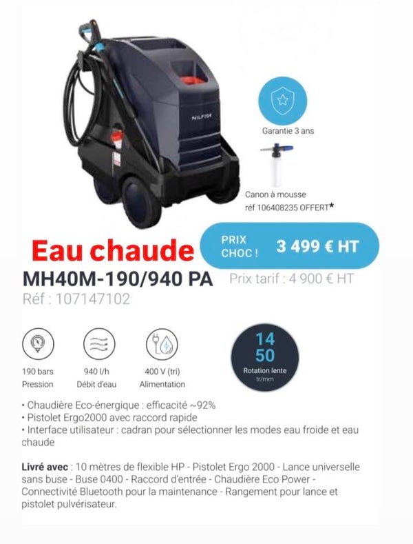 Eau chaude PRIX CHOC! 3 499 € HT MH40M-190/940 PA  Réf: 107147102