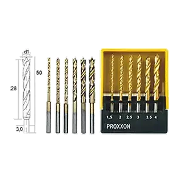 Jeu de forêts spirales HSS avec pointe de centrage en boîte de rangement - PROXXON - 28876