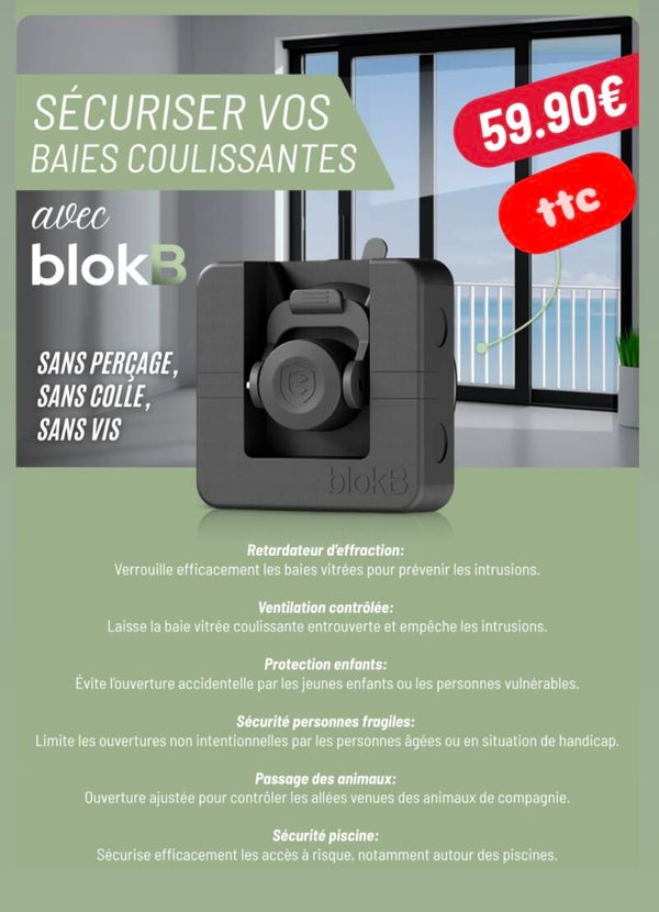 Retardateur d’effraction pour baie vitrée coulissante – Sécurité renforcée - E.M.D - BLOKB (Copie)
