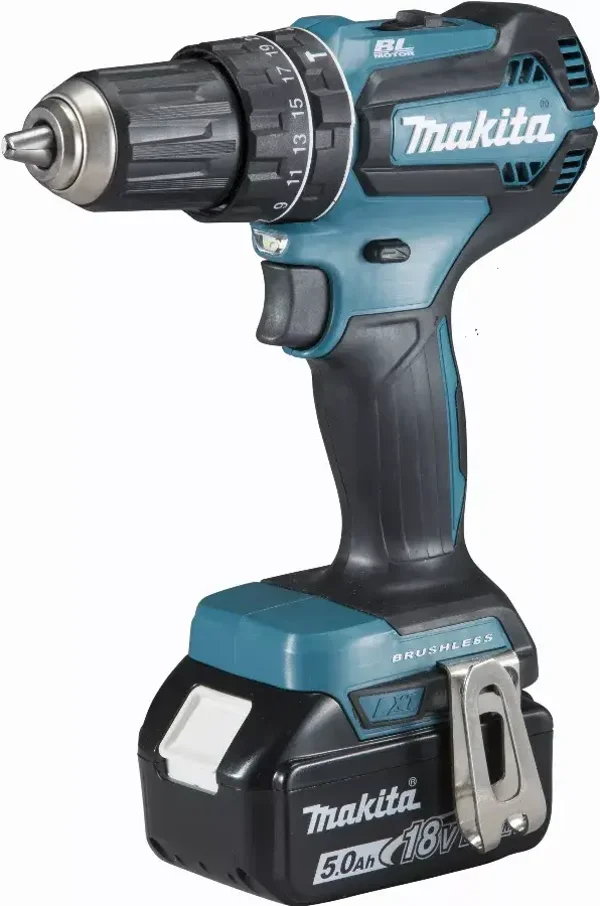 Perceuse visseuse à percussion 18 V Li-Ion 5 Ah Ø 13 mm MAKITA - 2 batteries, chargeur, coffret - DHP485RTJ