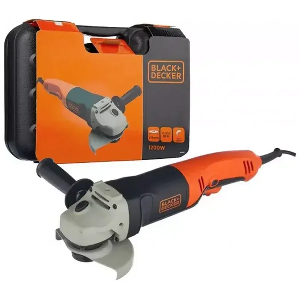 Meuleuse d'angle filaire - 1200W - Ø 125 cm - BLACK+DECKER - avec accessoires - coffret - KG1202K-QS