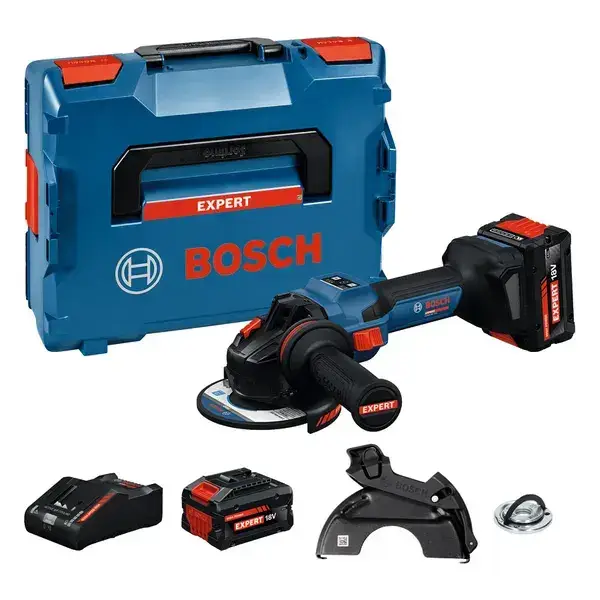 Meuleuse angulaire sans fil -EXWS18V-15S - BOSCH - avec 2 batteries 8Ah - chargeur L-Boxx - 06019M6003