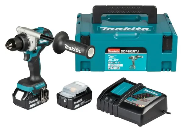 Perceuse visseuse à percussion LXT - Ø 13 mm - MAKITA - Avec 2 batteries 5 Ah + chargeur rapide + coffret Makpac - DHP492RTJ